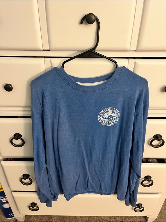 surf style Tops - surf style Blue Long-Sleeve Tee with Chest Logo